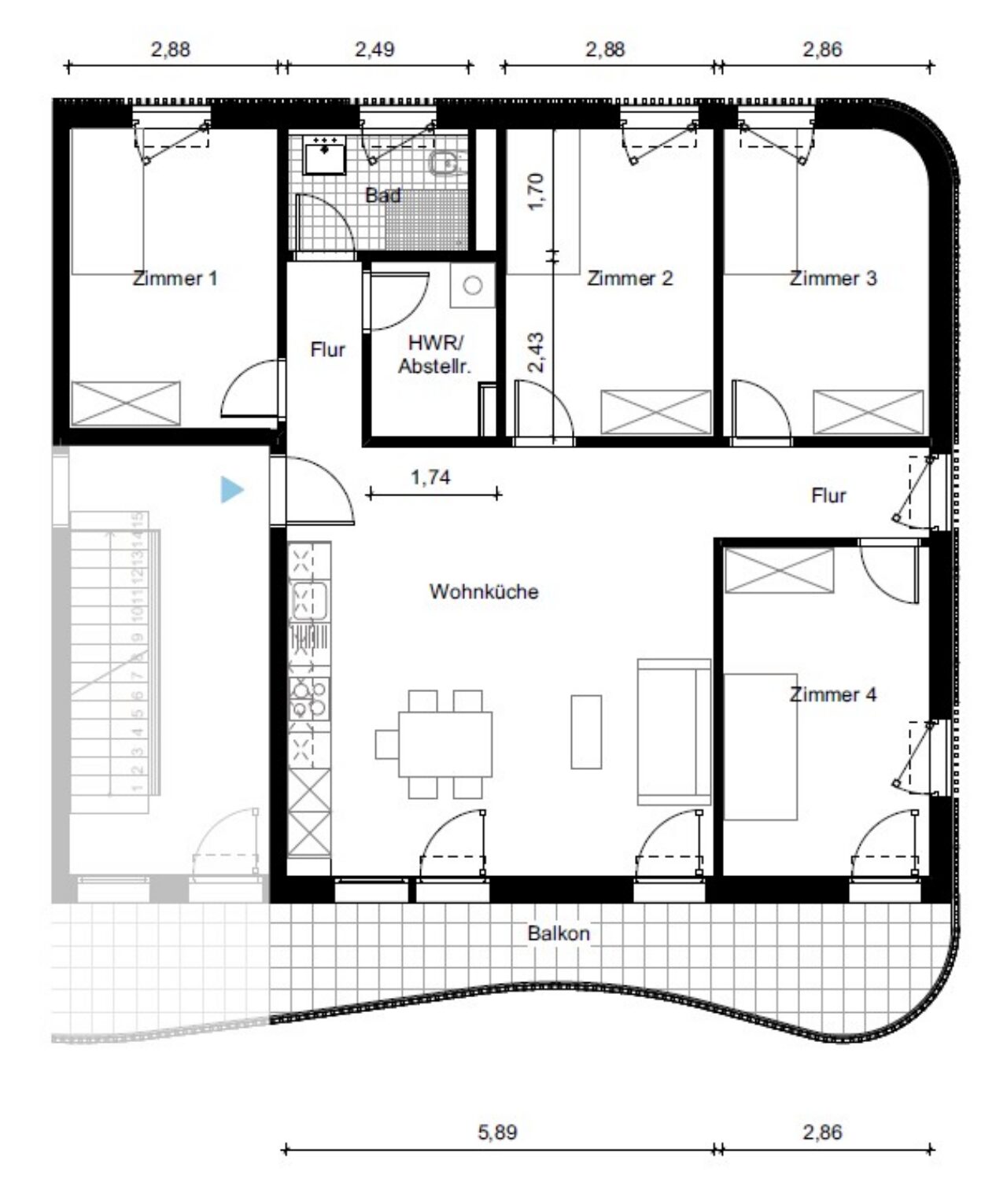 Nagold, 3-Zimmer-Wohnung, 2. OG